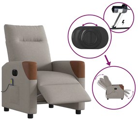 Poltrona reclinável massagens elétrica tecido cinza-acastanhado