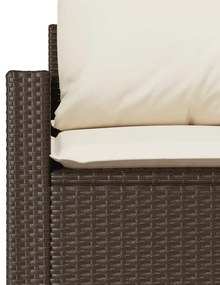 6 pcs conjunto de sofás jardim c/ almofadões vime PE castanho