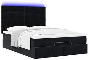 Estrutura de cama otomana com colchões 140x190 cm veludo preto
