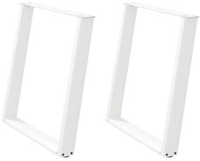 Pés de mesa de jantar em forma de U, 2 peças, branco, 80x (72-73) cm,