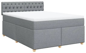 Cama com molas/colchão 140x200 cm tecido cinzento-claro