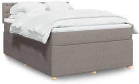 vidaXL Cama com molas/colchão 140x200 cm tecido castanho-acinzentado