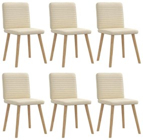 Cadeiras de jantar 6 pcs tecido cor creme
