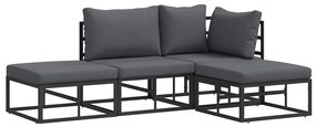 Conjunto de Sofá de Jardim 4 pcs Preto 211.5 x 141.5 x 71 cm