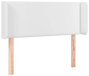 Cabeceira de cama c/ LED couro artificial 93x16x78/88 cm branco