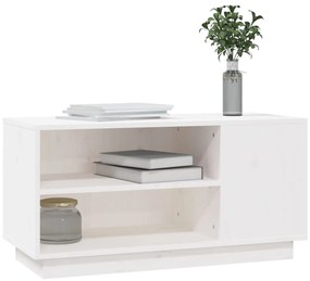 Móvel de TV 80x35x40,5 cm madeira de pinho maciça branco