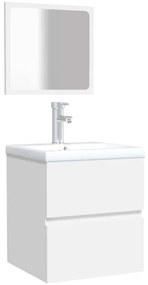 Armário de casa de banho com espelho madeira processada branco