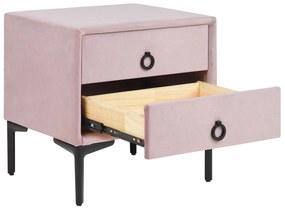Mesa de cabeceira com 2 gavetas em veludo rosa SEZANNE Beliani