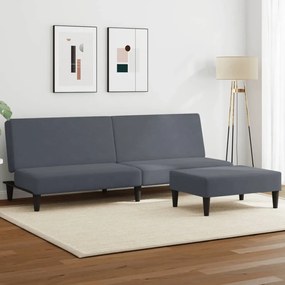 vidaXL Sofá-cama 2 lugares c/ apoio de pés veludo cinza-escuro