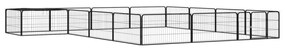 vidaXL Parque p/ cães c/ 16 painéis 100x50 cm aço revestido a pó preto