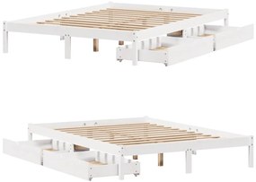 Cama sem colchão 140x200 cm madeira de pinho maciça branco