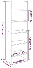 Estante 60x35x180 cm contraplacado branco