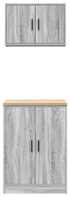 Armários de garagem 2 pcs derivados de madeira cinzento sonoma