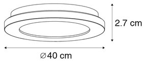 Plafon circular branco 40cm regulável-3-etapas LED IP44 - STEVE Moderno