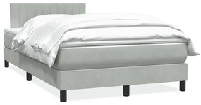 Cama boxspring c/ colchão 120x210 cm veludo cinzento-claro