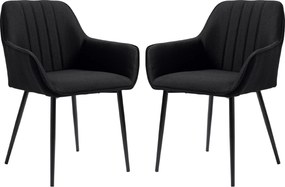 Conjunto de 2 cadeiras de sala de jantar Design escandinavo (MESA NÃO INCLUIDA) Pernas cónicas em metal pretas