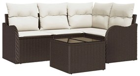 Conjunto de Sofá de Jardim de 4 Peças com Almofadas Cinzas em Rattan S