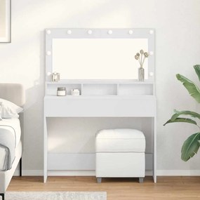 mesa de maquiagem branca vidaXL com luzes LED - 100x41x135 cm