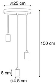 Candeeiro suspenso industrial preto 3 luzes - Facil Design,Moderno