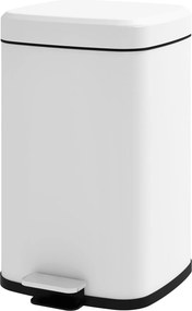 Caixote do lixo de cozinha de 20 L com tampa de fecho suave e pedal 28 x 35 x 45 cm, balde interior removível, branco