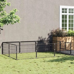 vidaXL Canil para cães 6 m² aço preto