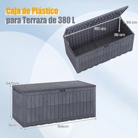 Baú de Arrumação Exterior, 154 x 71 x 64,5 cm, Capacidade de 680 L, Cinzento