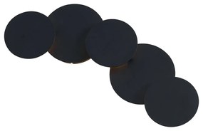 Candeeiro de Parede Moderno Preto com LED Regulável em 3 Níveis e 5 Luzes - Sunrise Moderno