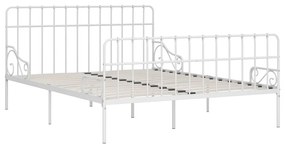 Estrutura de cama com estrado de ripas 200x200 cm metal branco