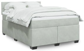 vidaXL Cama com molas/colchão 160x200 cm veludo cinzento-claro
