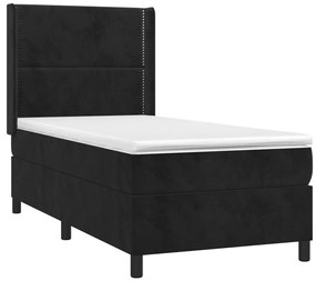 Cama box spring c/ colchão/LED 80x200 cm veludo preto