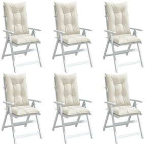 Almofadões para cadeiras altas 6 pcs mesclado tecido creme
