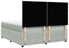 Cama com molas/colchão 200x200 cm veludo cinzento-claro