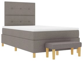 Cama Box Spring com Colchão e Banco Taupe 120x190 cm Tecido
