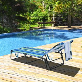 Espreguiçadeira jardim dobrável com 3 almofadas amovíveis e encosto ajustável em 5 posições Espreguiçadeira de jardim exterior para terraço de piscina