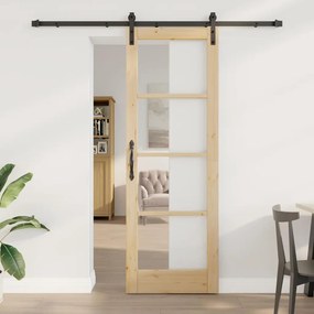 vidaXL Porta Deslizante ORKDAL Natural e Preto 73,5 x 211 cm