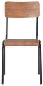 Cadeiras de jantar 4 pcs contraplacado maciço e aço castanho