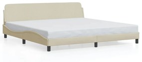 Estrutura de cama com cabeceira 200x200 cm tecido cor creme