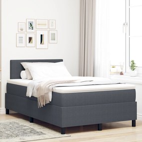 Cama Box Spring com Colchão Cinza Escuro 120x200 cm Tecido de Corduroy