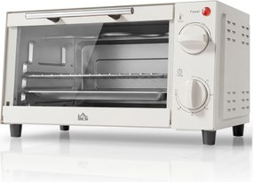 HOMCOM Mini Forno Elétrico 9L com Temperatura Ajustável até 230°C Temporizador 60 min e Bandeja para Assar 35x24,6x20 cm Creme | Aosom Portugal