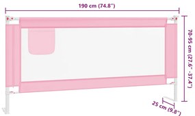 Barra de segurança p/ cama infantil tecido 190x25 cm rosa