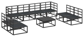 Conjunto de Sofá de Jardim 9 pcs Preto 70 x 70 x 32 cm Alumínio