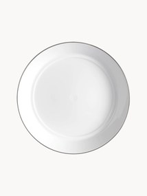 Pratos de massa em porcelana artesanal com rebordo em platina pintado à mão Vitruv, 2 uni.