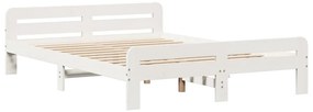 Cama sem colchão 140x190 cm madeira de pinho maciça branco