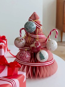 Conjunto de 6 bolas de Natal 3D vermelho estampado