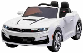 Carro elétrico para Crianças Chevrolet Camaro, licença original, bateria 12V, portas que abrem, assento em couro artificial, motor 2x 35W, luzes LED,