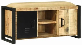 Armário Banco 100x35x50 cm Madeira Sólida de Mangueira Rugosa