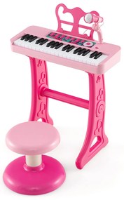 Piano musical de 37 teclas com microfone, teclado de piano infantil com suporte de música removível - preto