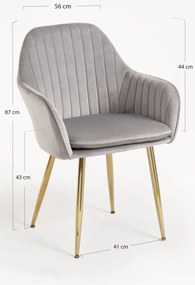 Pack 2 Cadeiras Chic Golden - Cinza claro