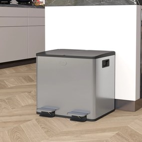 Balde de Lixo de Cozinha com 2 Compartimentos 2x15L Cubo de Lixo de Aç