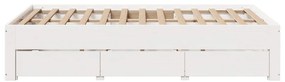 Cama sem colchão com gavetas 120x190 cm pinho maciço branco